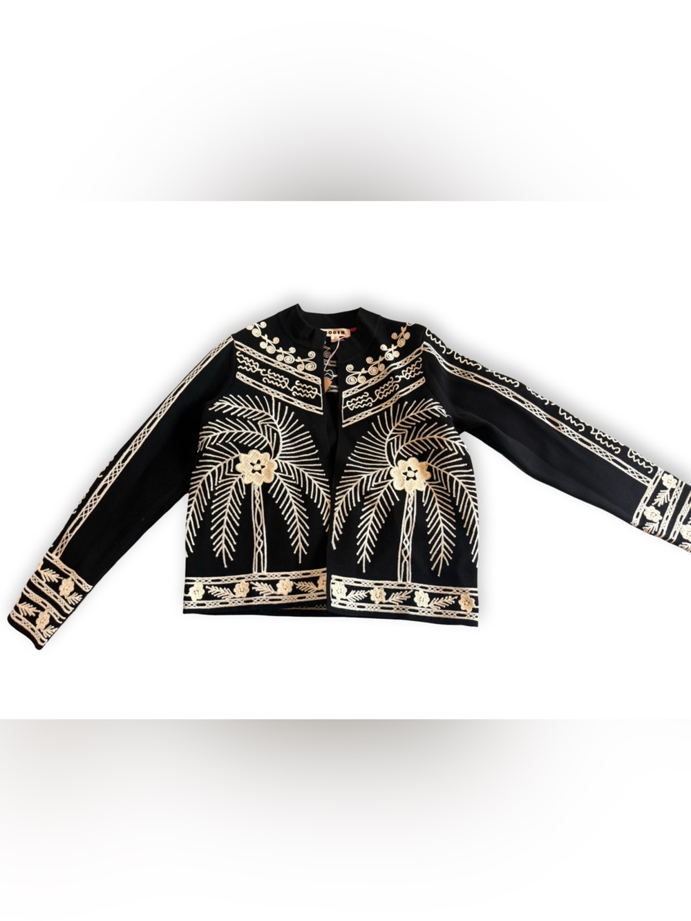Boden Embroidered Black & Cream Boxy Jacket - Picture 2 of 4